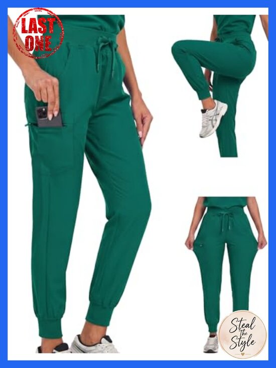 Pants - Women's High Waist Stretch Scrub Jogger Pants with 5 Pockets